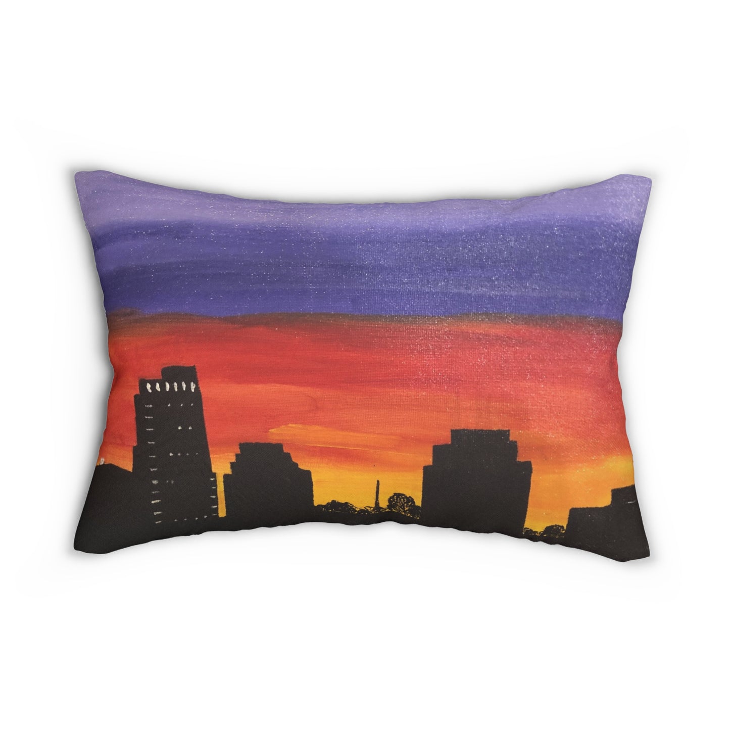 Sunset Over Houston Skyline Lumbar Pillow | Houston Texas
