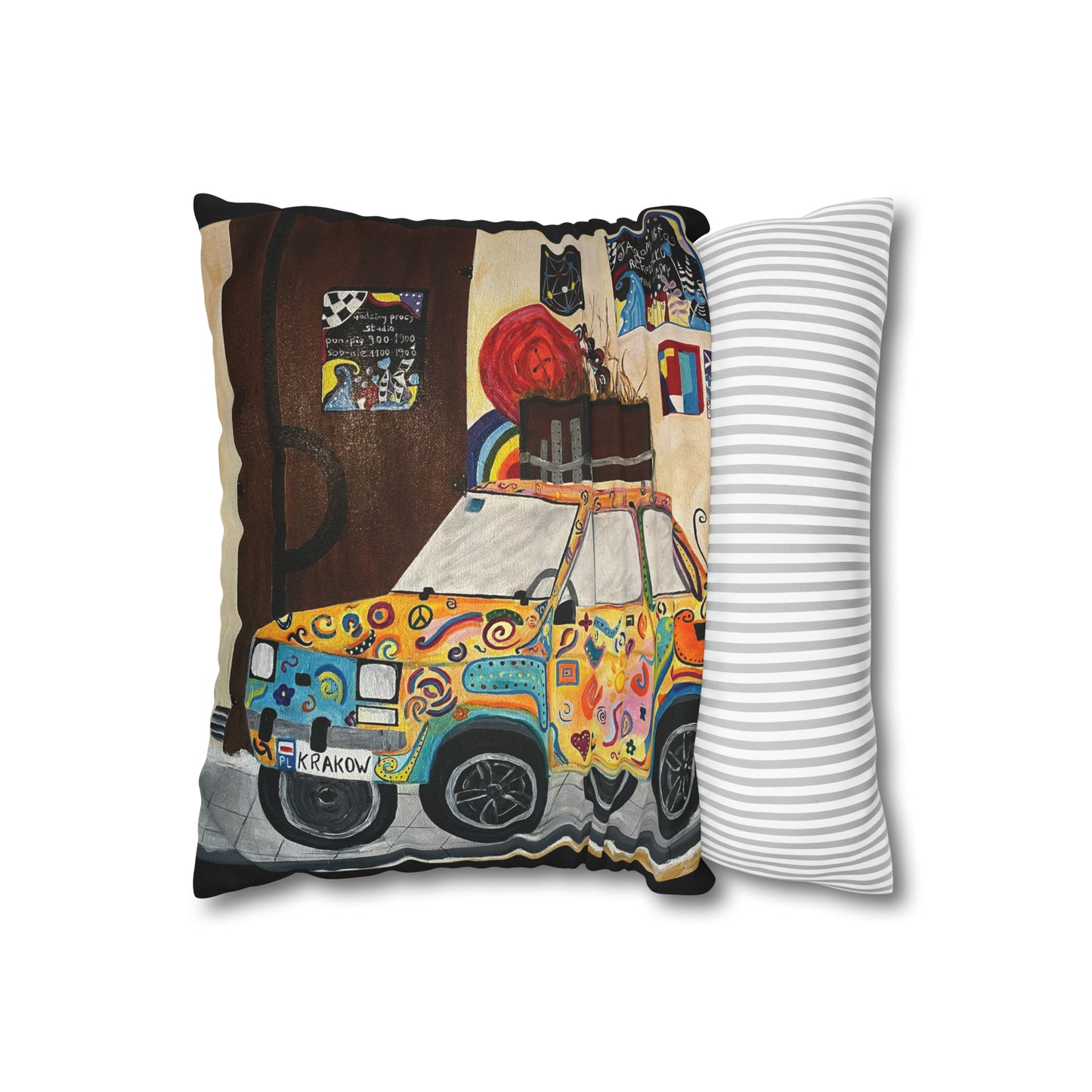 Krakow Poland Pillow Cover (Black)