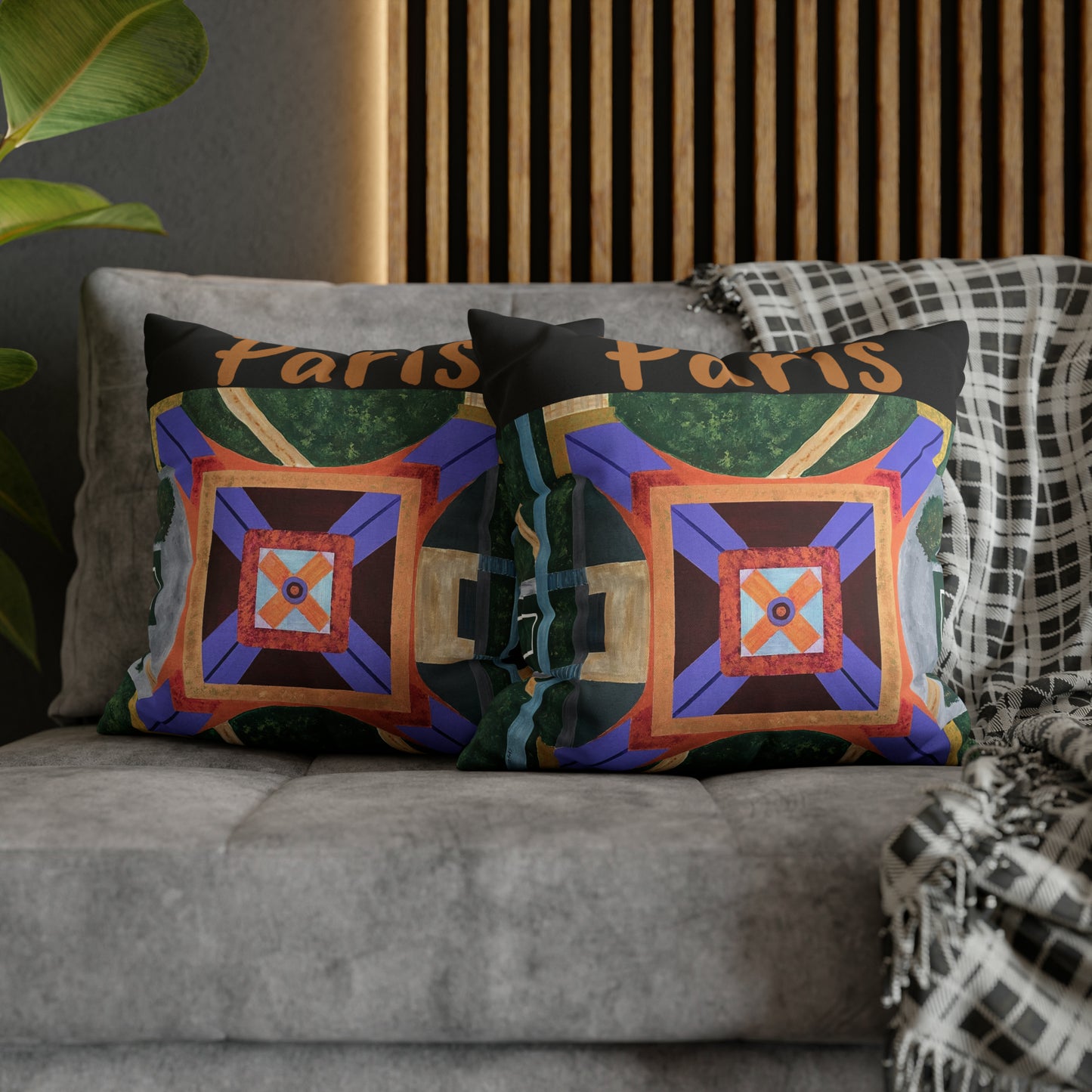 Paris Abstract Eiffel Tower Throw Pillow Cover(Black)