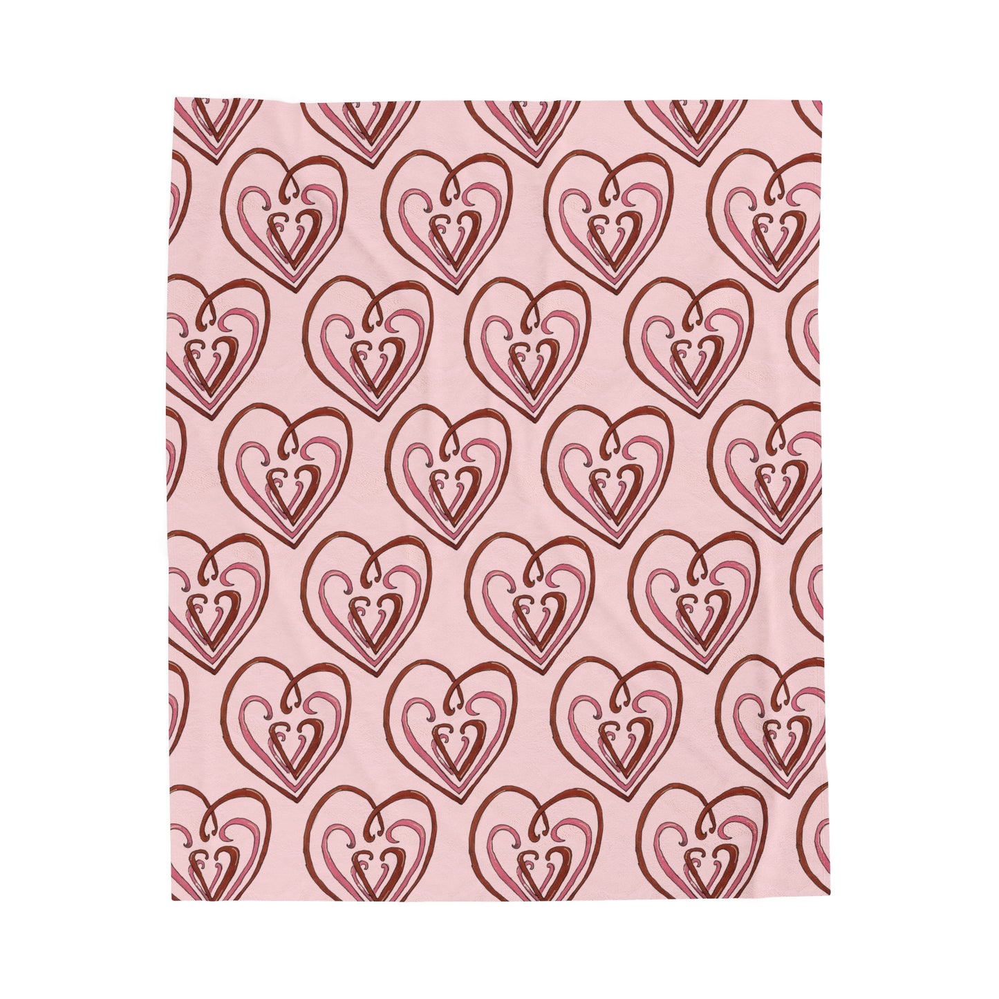 Hearts Intertwined Velveteen Plush Blanket - Pink