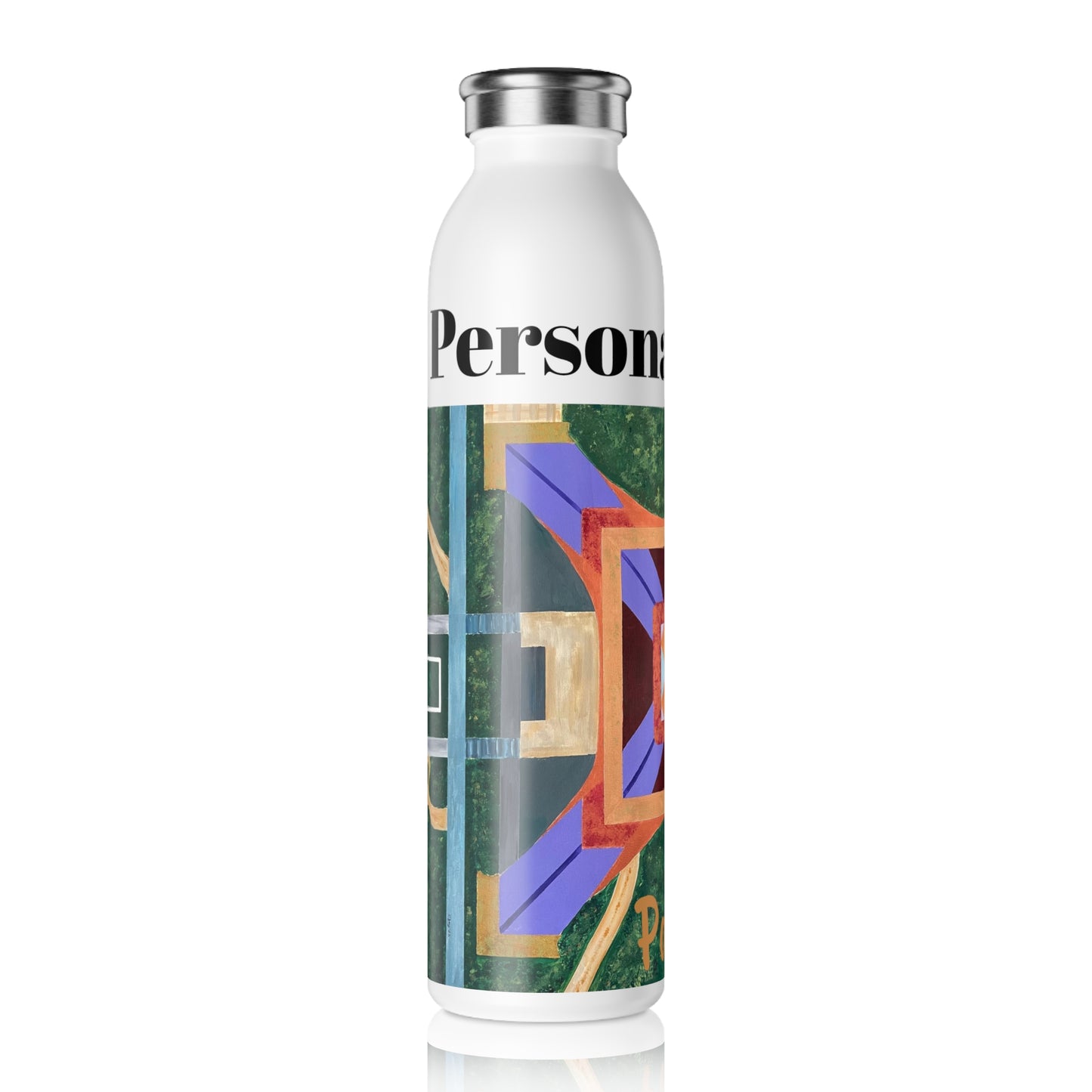 Paris Abstract Eiffel Tower Slim Water Bottle (20oz) | Personalized