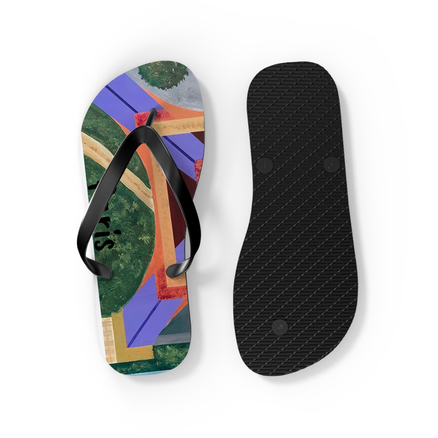 Paris Abstract Eiffel Tower Flip Flops