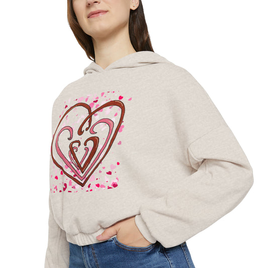 Hearts Intertwined - Women's Cinched Bottom Hoodie