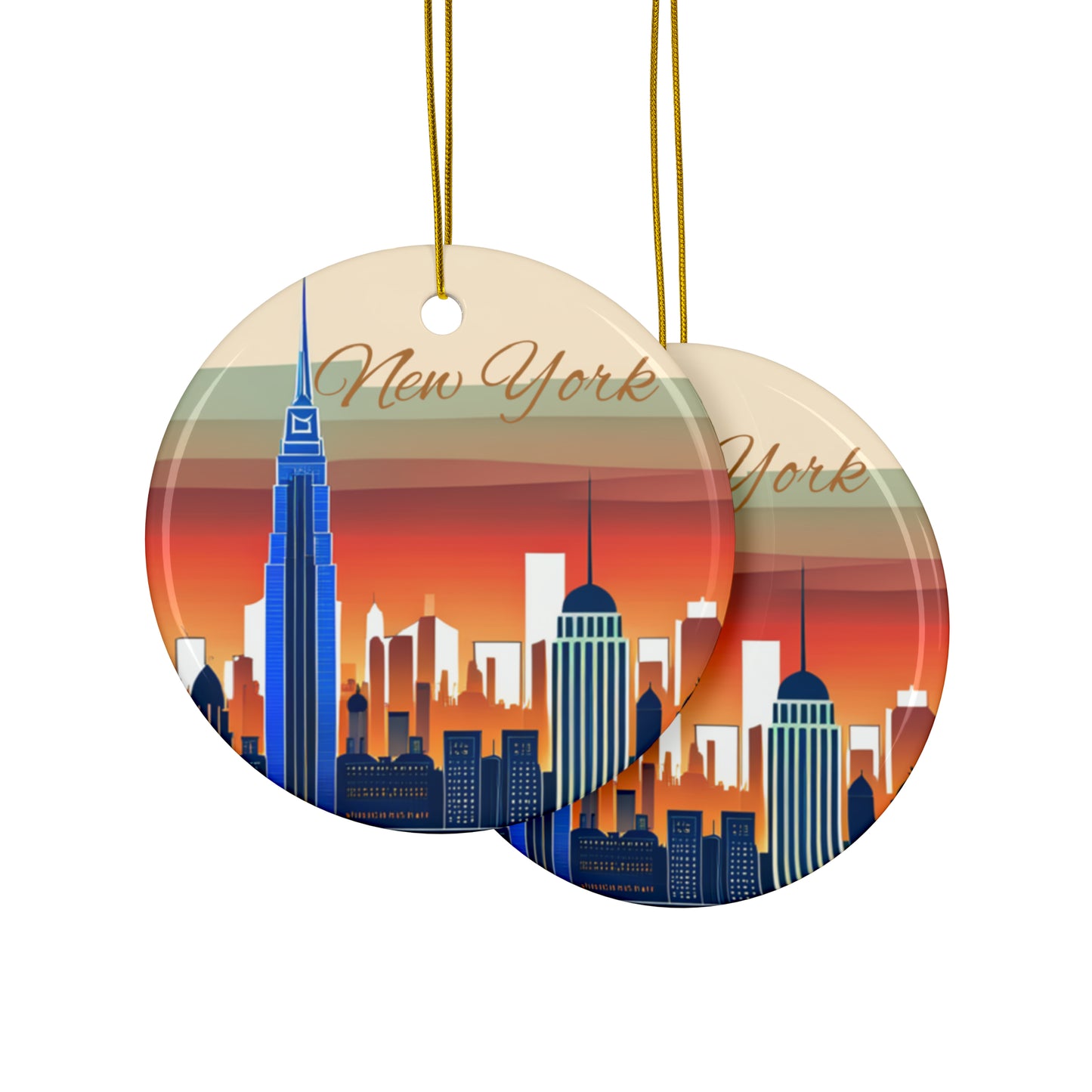 New York City Skyline Ceramic Ornaments (3pcs, 5pcs, 10pcs)