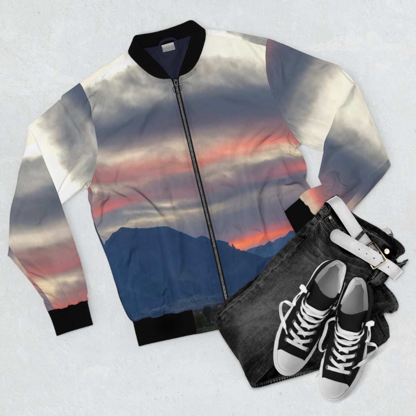 Sunset In Bitterroot Valley Montana Men's Bomber Jacket