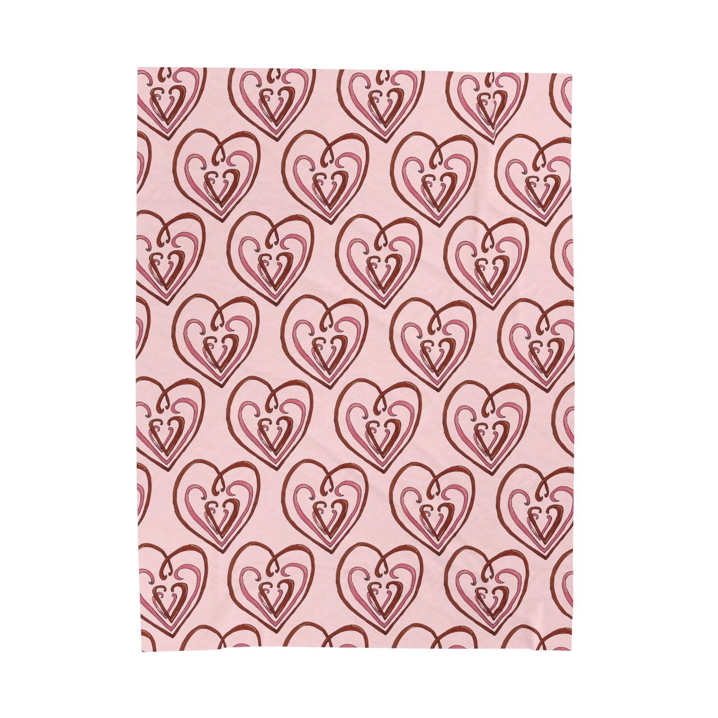 Hearts Intertwined Velveteen Plush Blanket - Pink