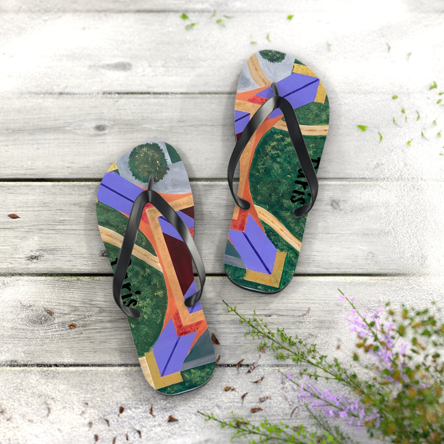 Paris Abstract Eiffel Tower Flip Flops