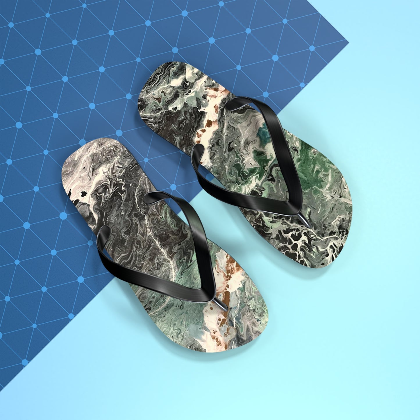 Emerald Swirl Flip Flops