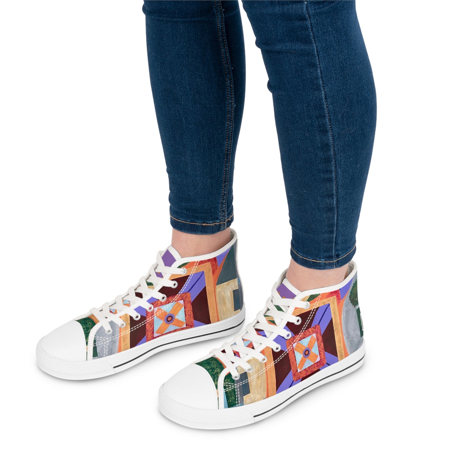 Paris Abstract Eiffel Tower Women's High Top Sneakers
