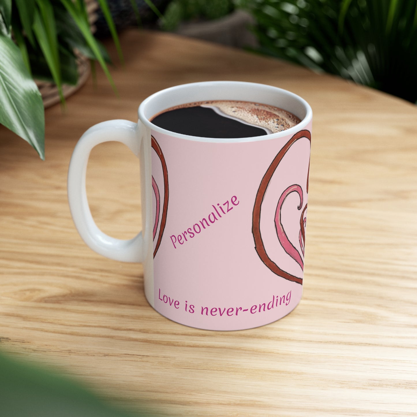 Hearts Intertwined Ceramic Mug 11oz (Personalized)