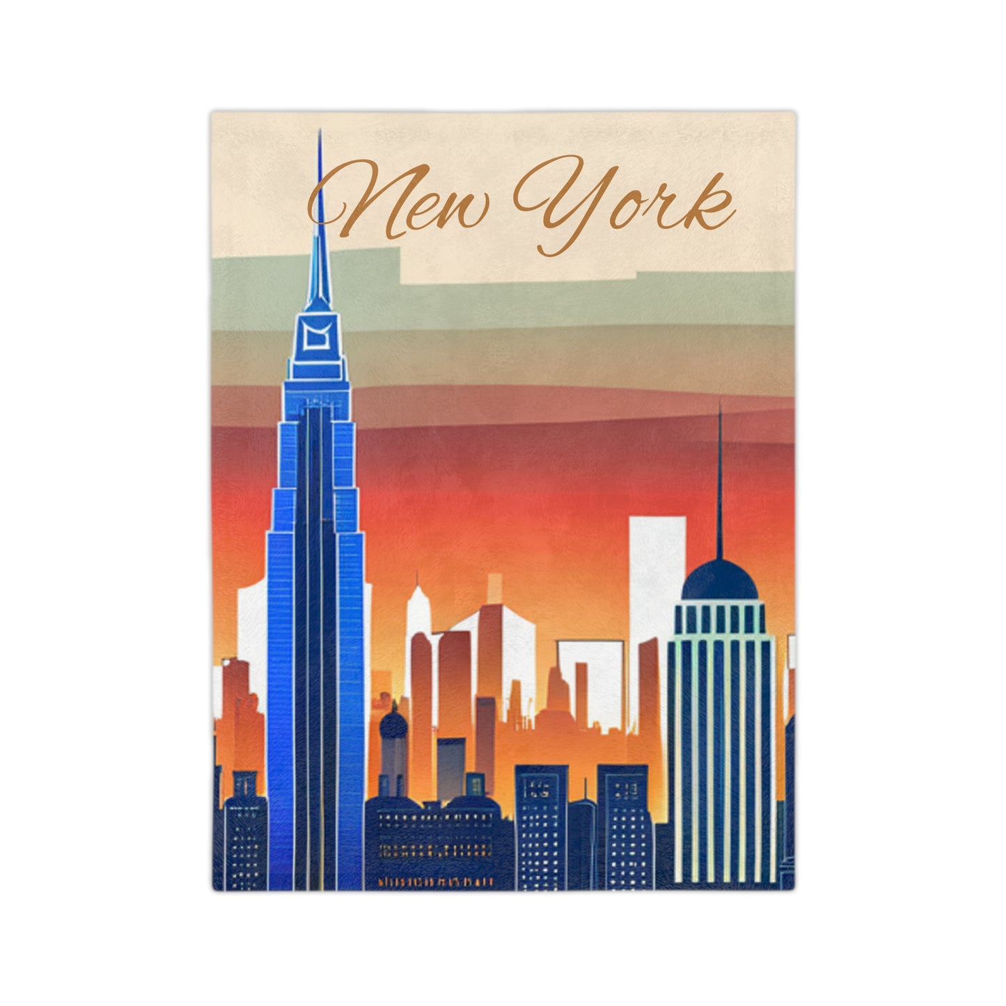 New York City Skyline Velveteen Minky Blanket