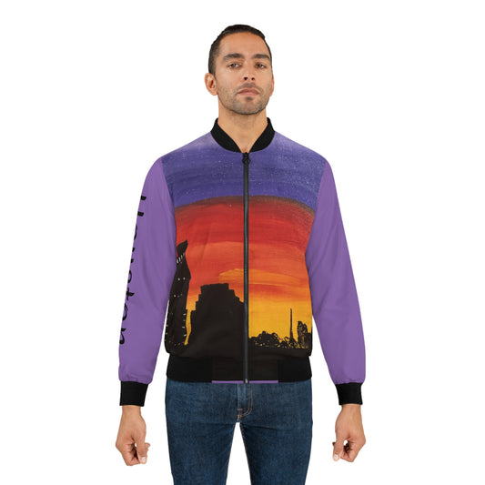 Sunset Over Houston Skyline Men's Bomber Jacket
