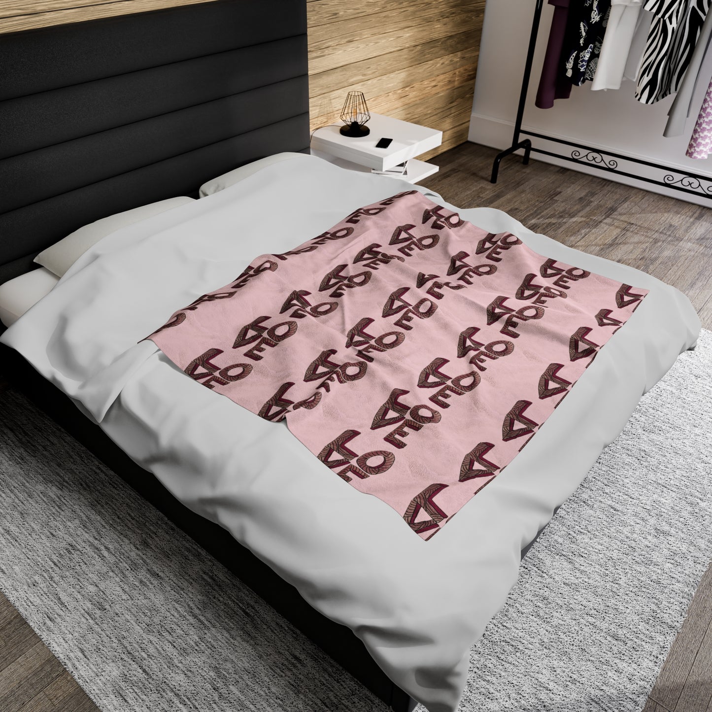 Stacked LOVE Velveteen Plush Blanket