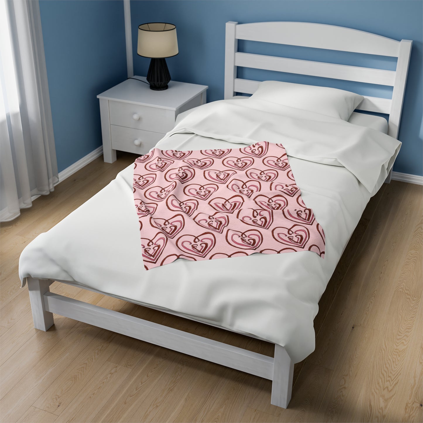 Hearts Intertwined Velveteen Plush Blanket - Pink