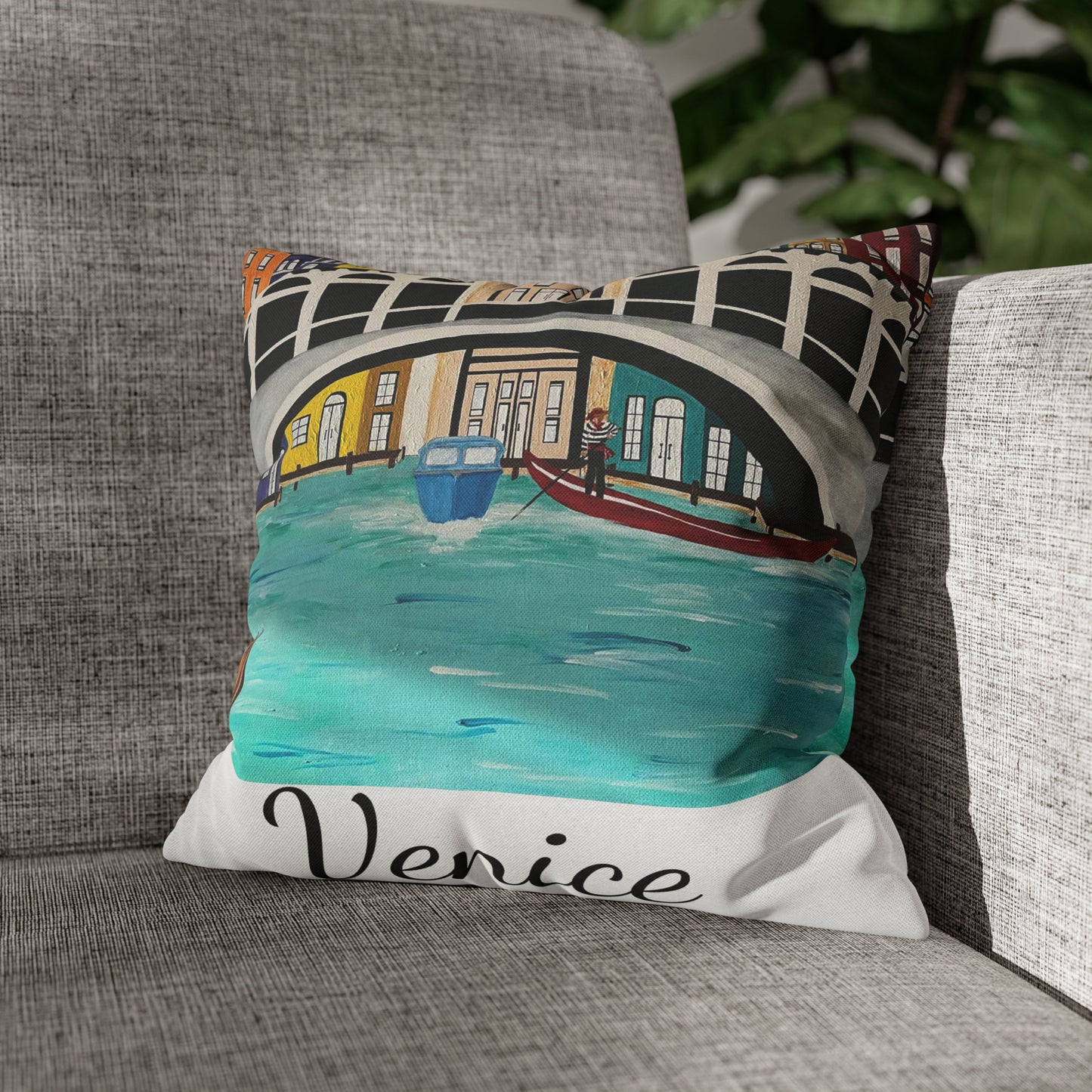 Venice Italy Pillow Cover  (White)