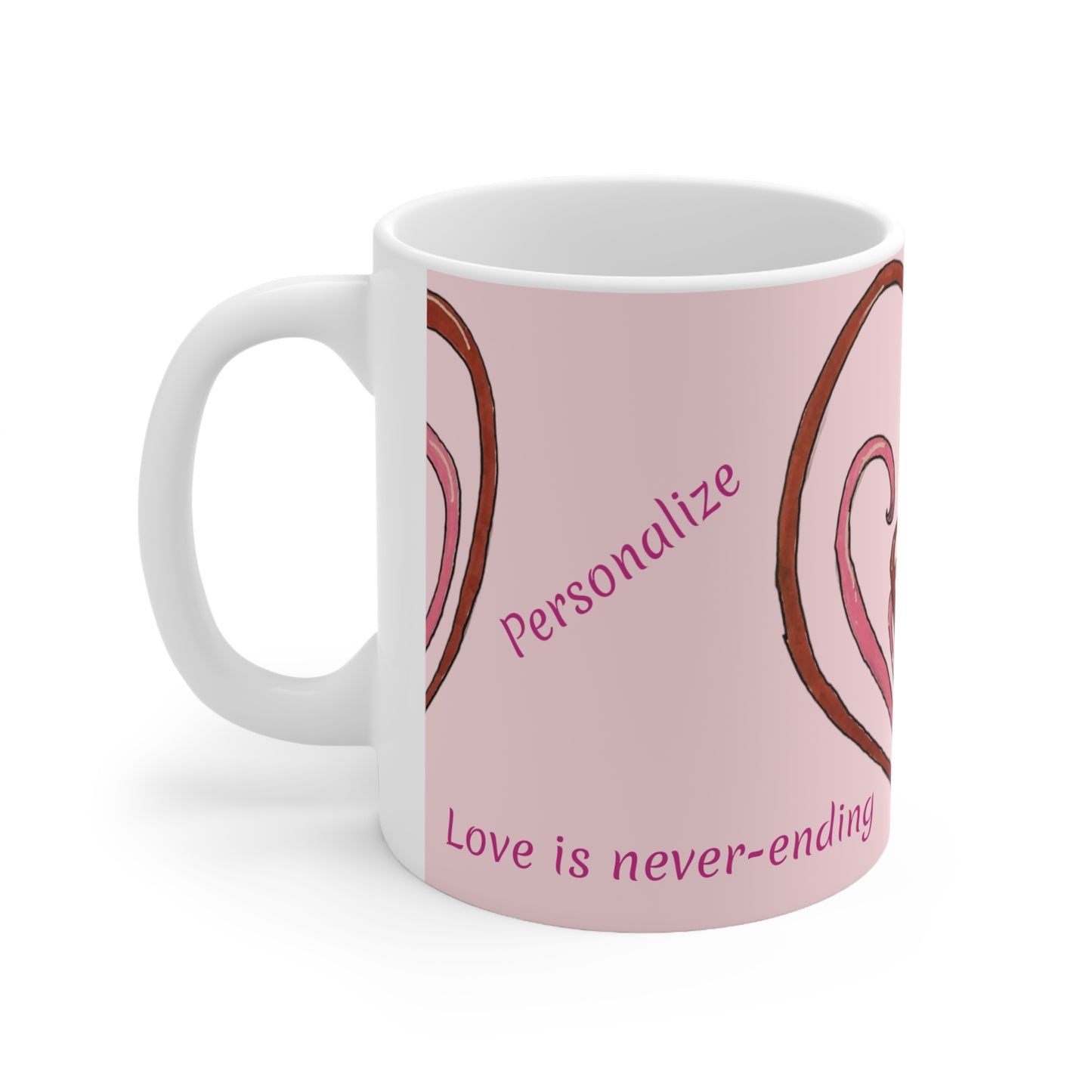 Hearts Intertwined Ceramic Mug 11oz (Personalized)