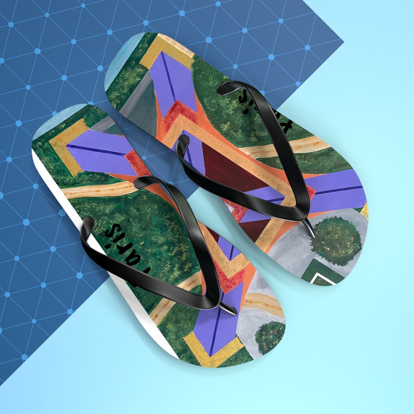 Paris Abstract Eiffel Tower Flip Flops