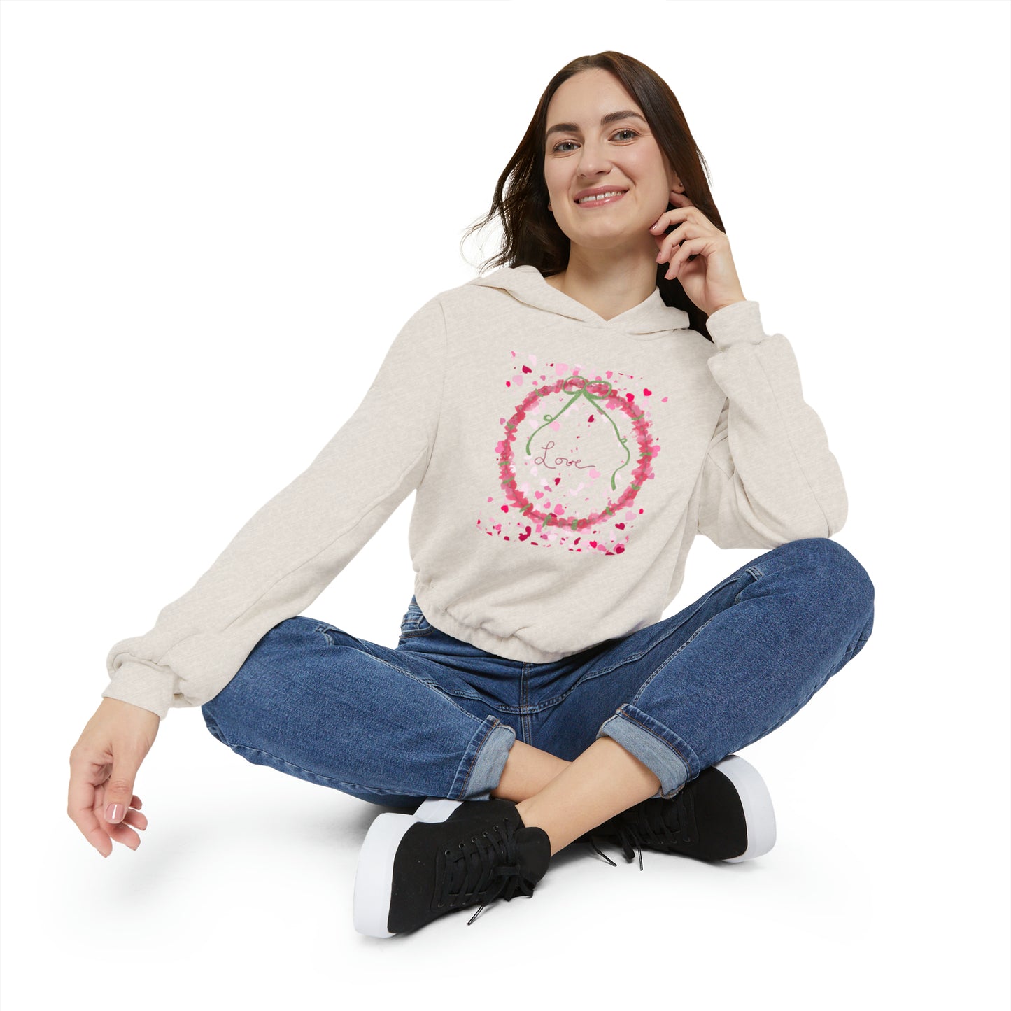 Love Wreath - Women's Cinched Bottom Hoodie