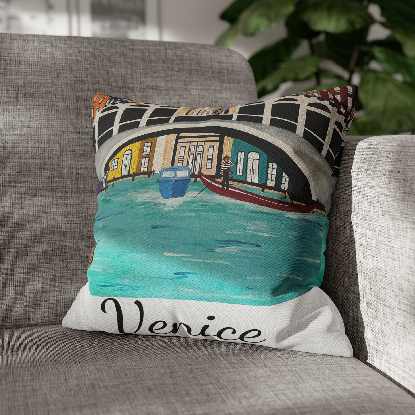 Venice Italy Pillow Cover  (White)