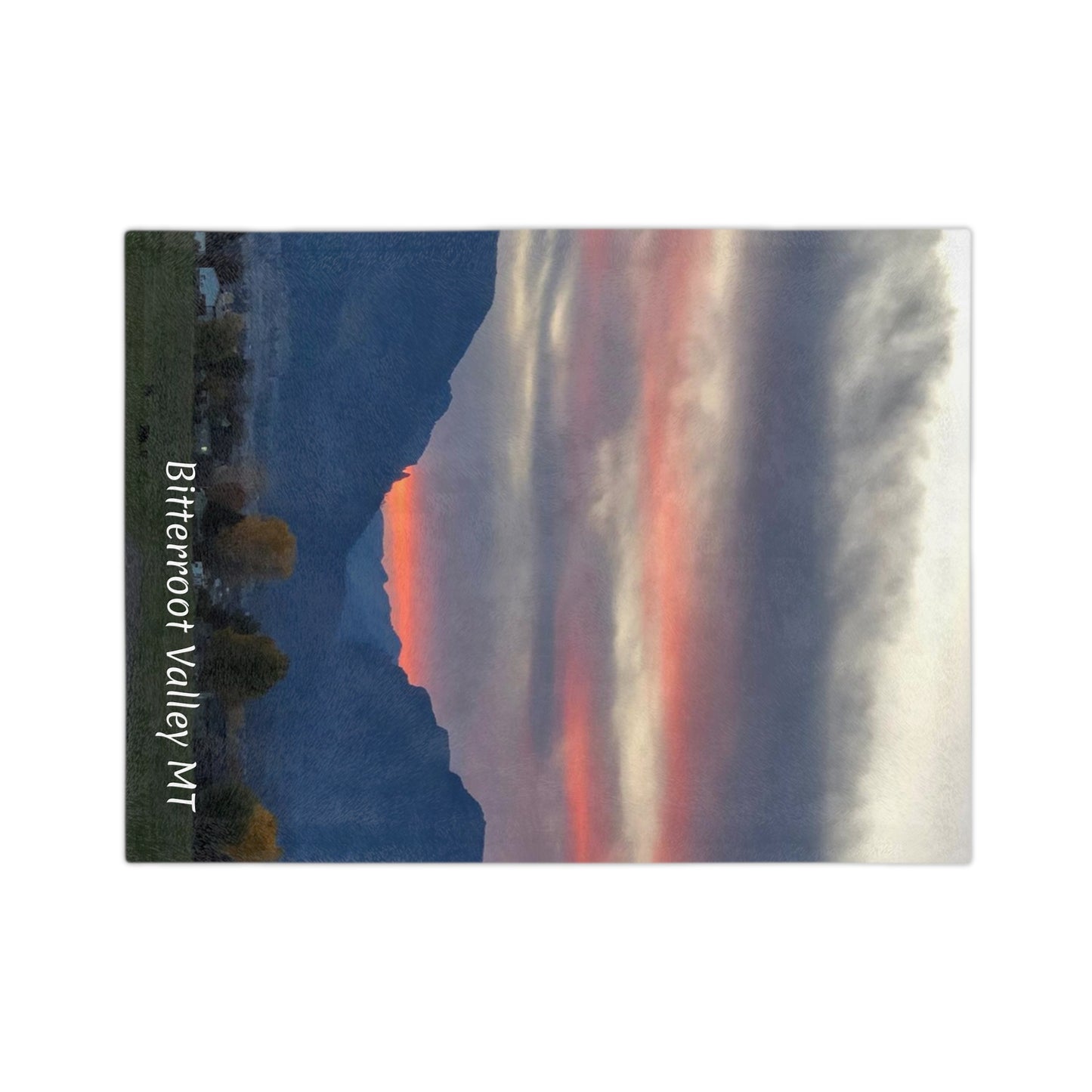 Sunset in Bitterroot Valley Montana Velveteen Minky Blanket