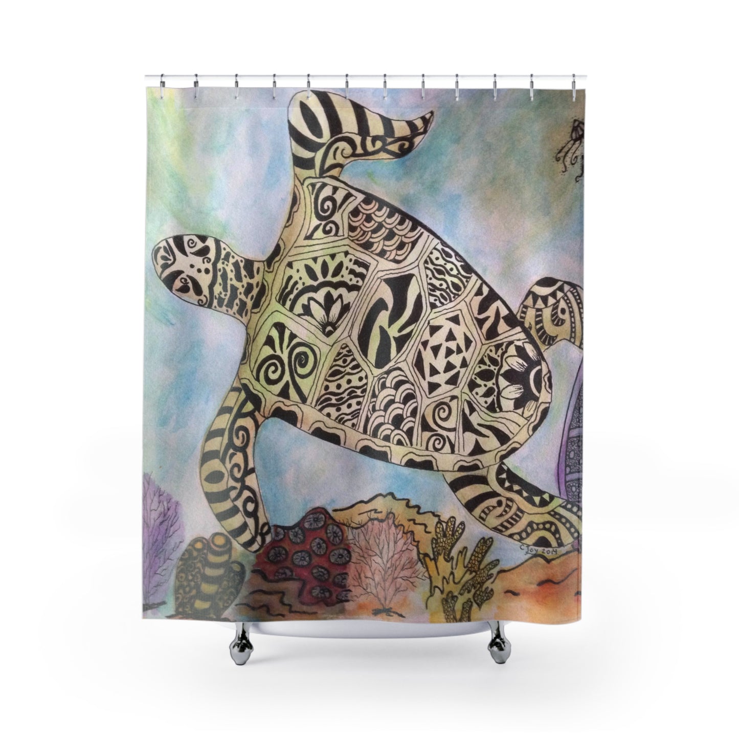 Zentangle Turtle Shower Curtain