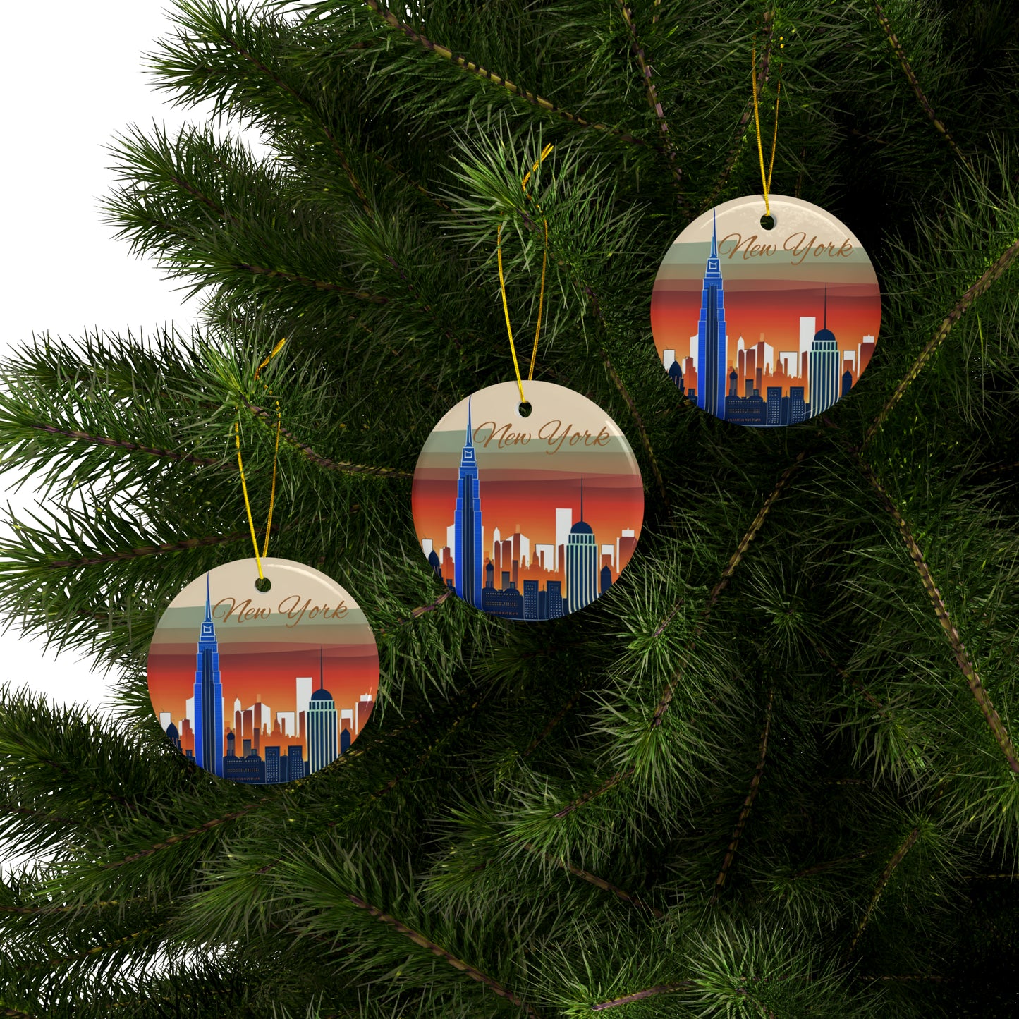 New York City Skyline Ceramic Ornaments (3pcs, 5pcs, 10pcs)