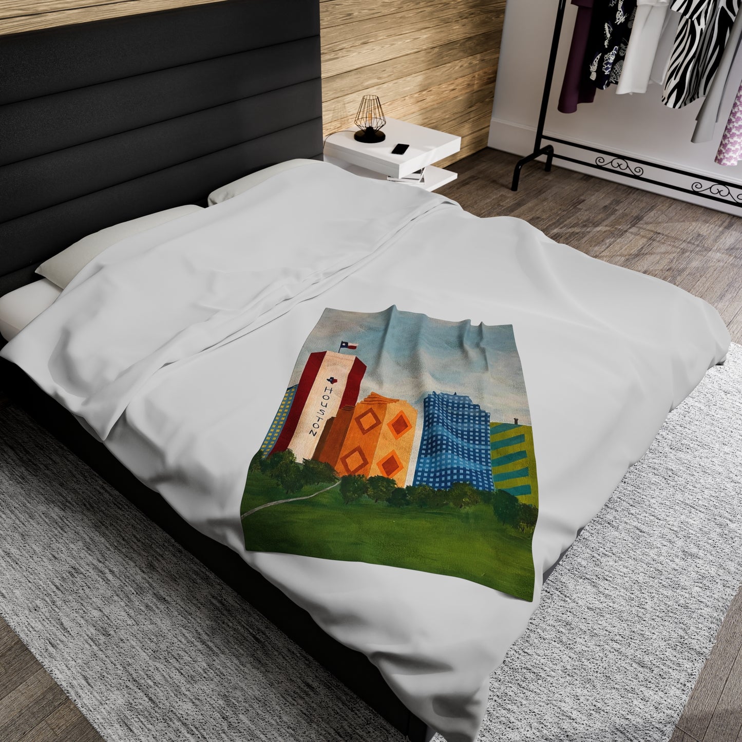 Houston Views Velveteen Plush Blanket | Houston Texas