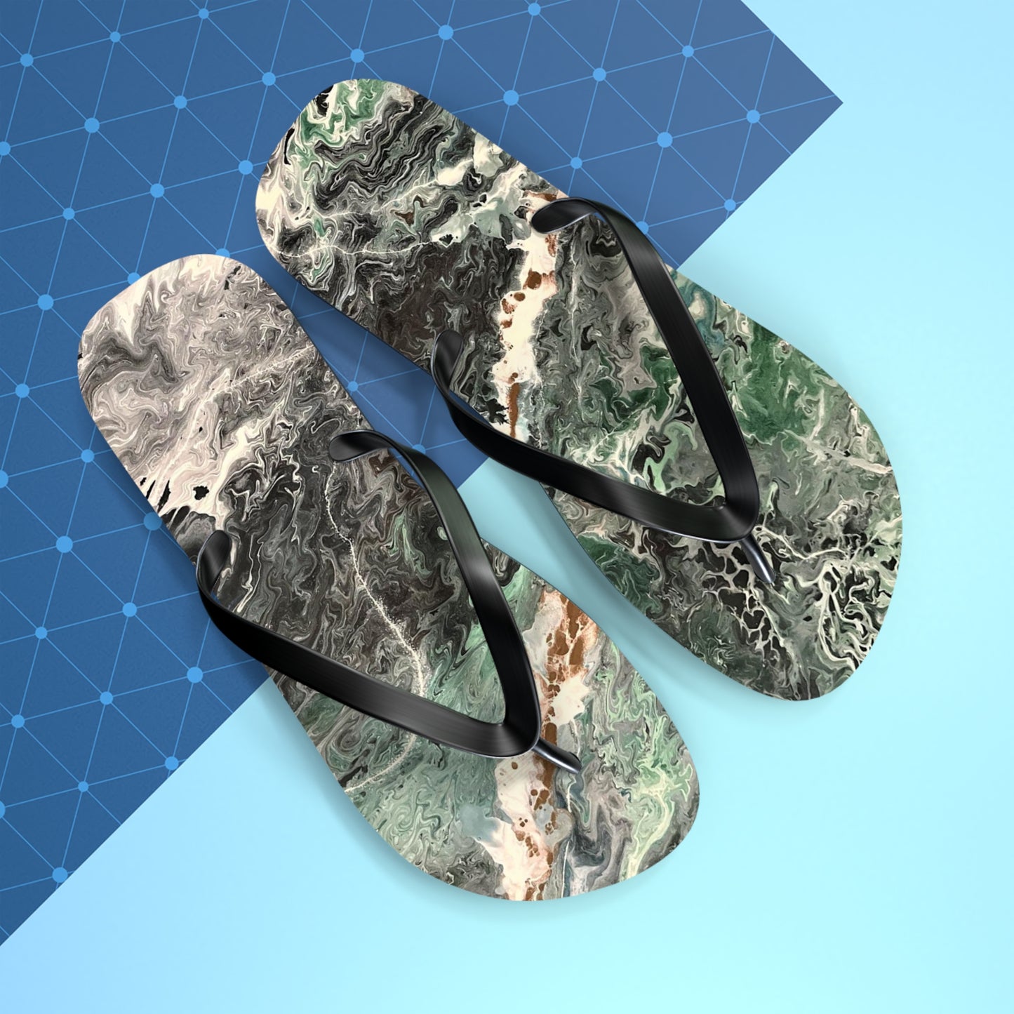 Emerald Swirl Flip Flops