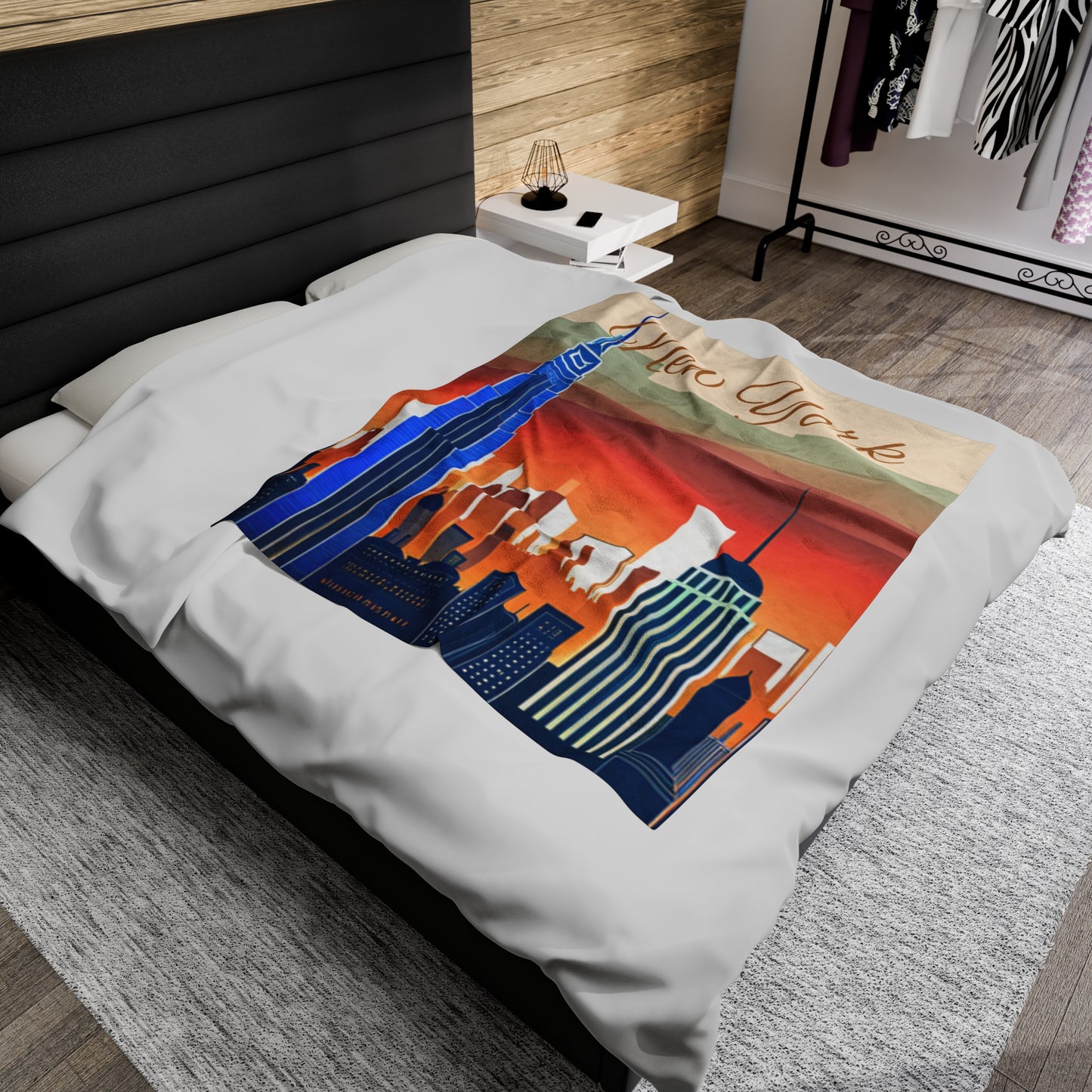 New York City Skyline Velveteen Plush Blanket