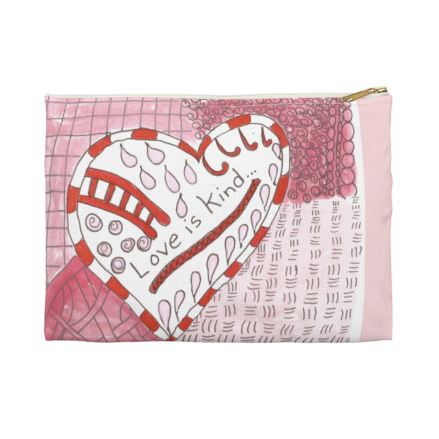 Love Is Kind Accessory Pouch | Cosmetic Bag  or Pencil Case - Pink
