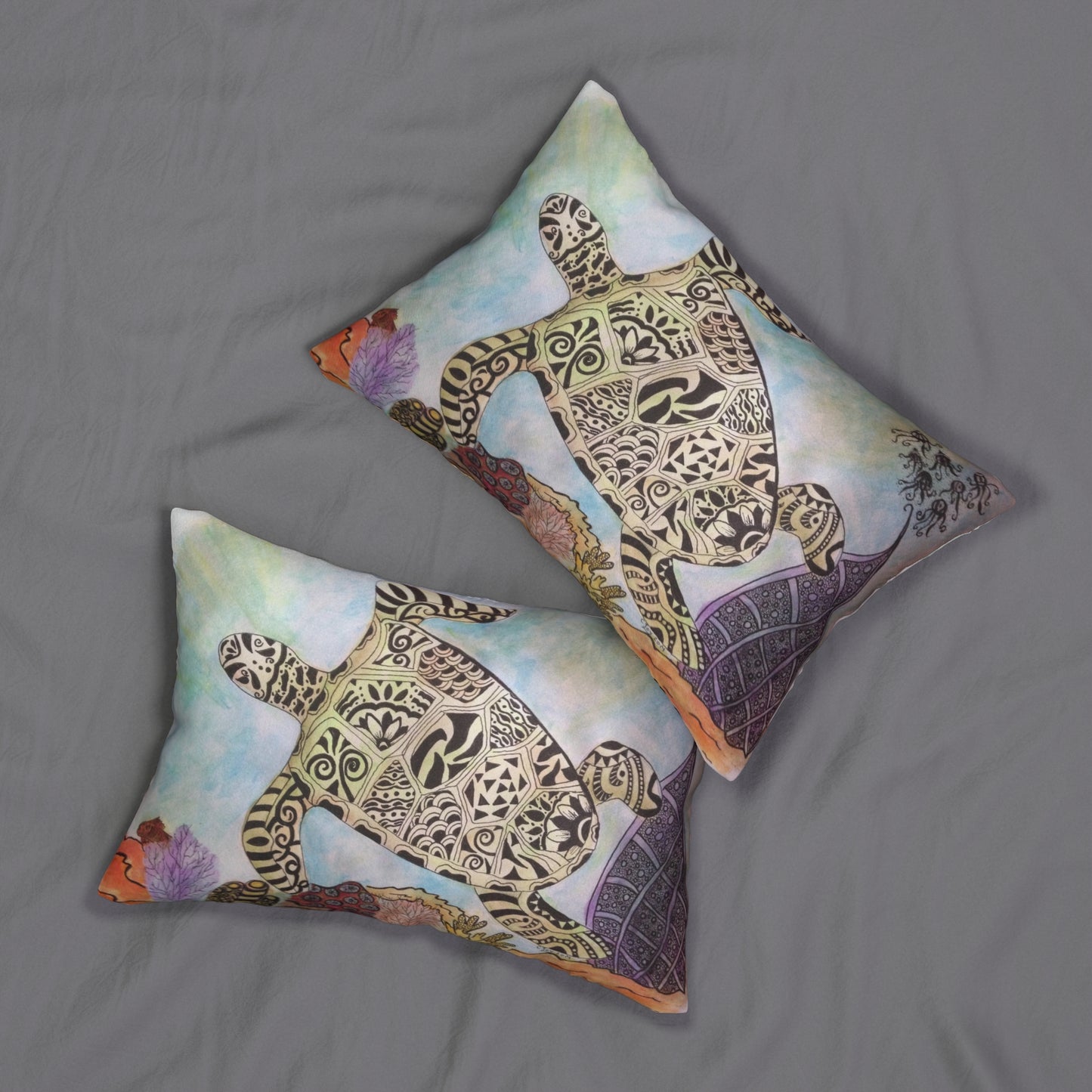 Zentangle Turtle Lumbar Pillow