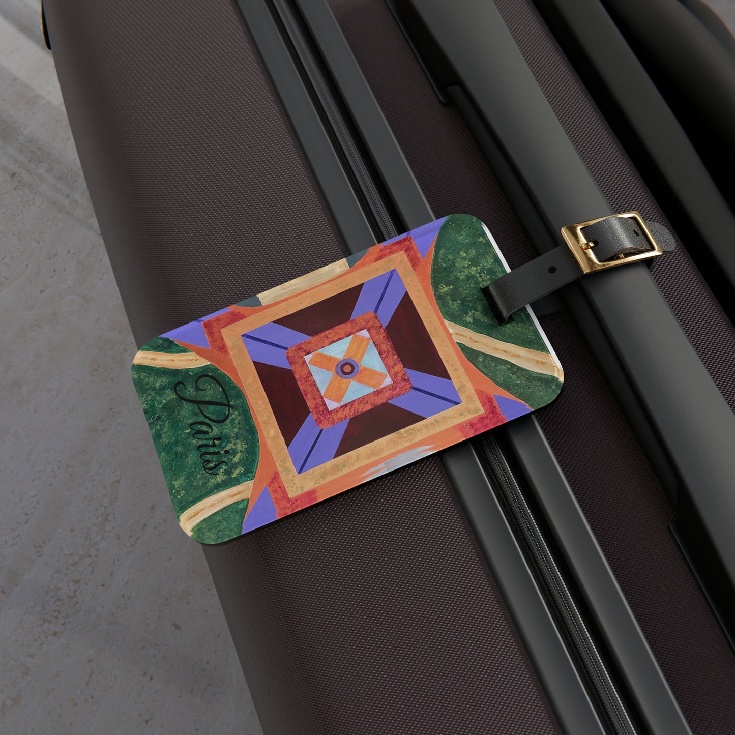 Paris Abstract Eiffel Tower Luggage Name Tag