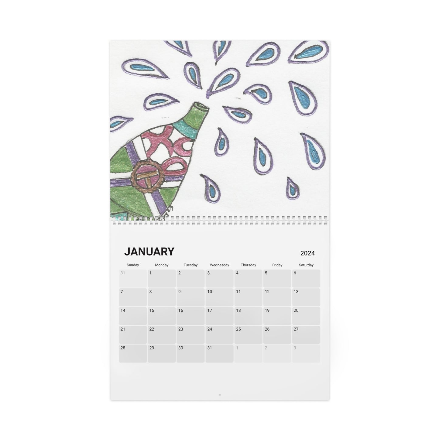 Colored Ink Calendar (2024)