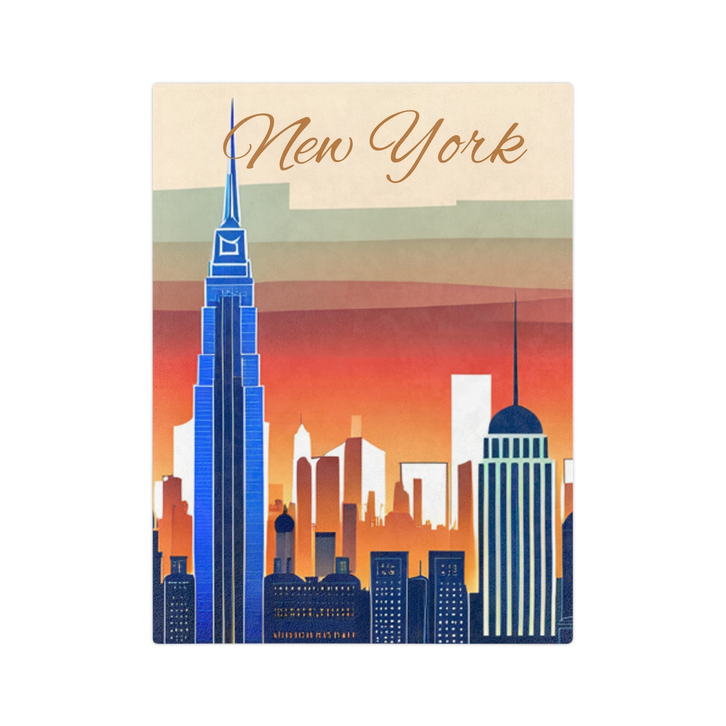 New York City Skyline Velveteen Minky Blanket
