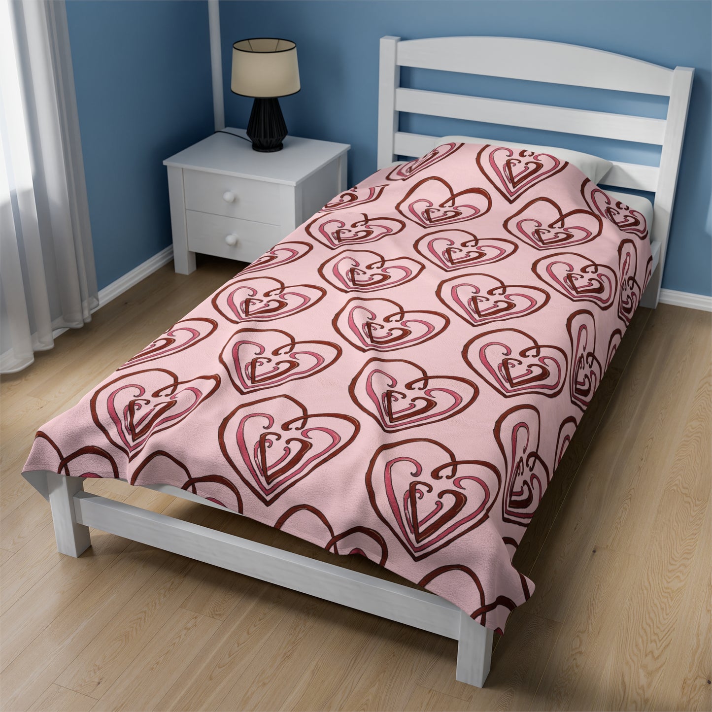 Hearts Intertwined Velveteen Plush Blanket - Pink
