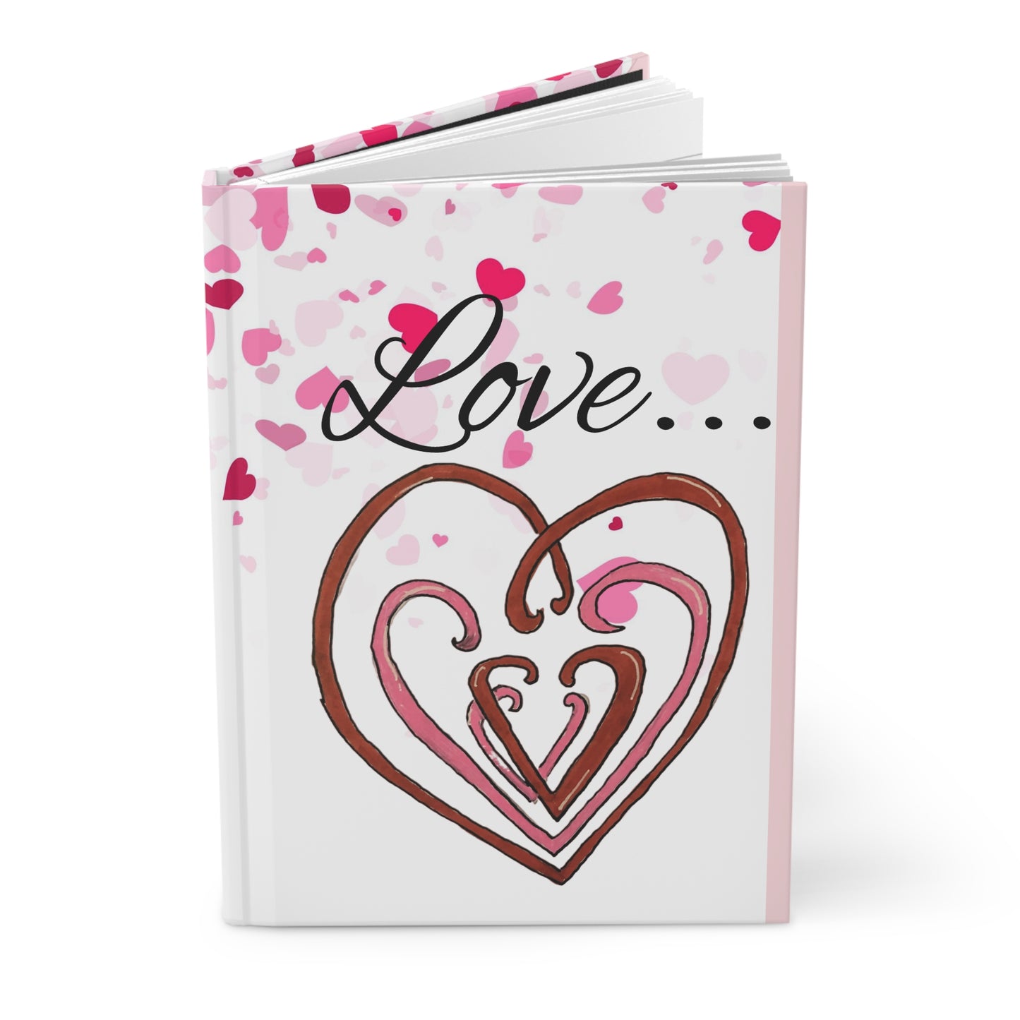Hearts Intertwined with a Cascade of Floating Hearts Hardcover Journal Matte