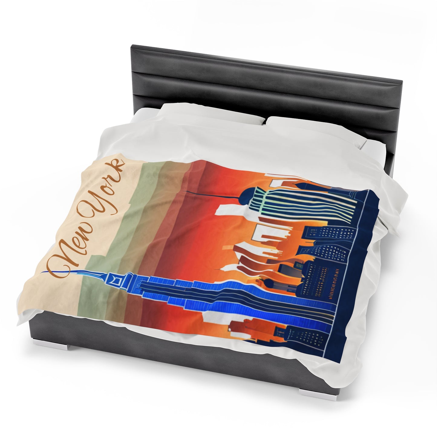 New York City Skyline Velveteen Plush Blanket