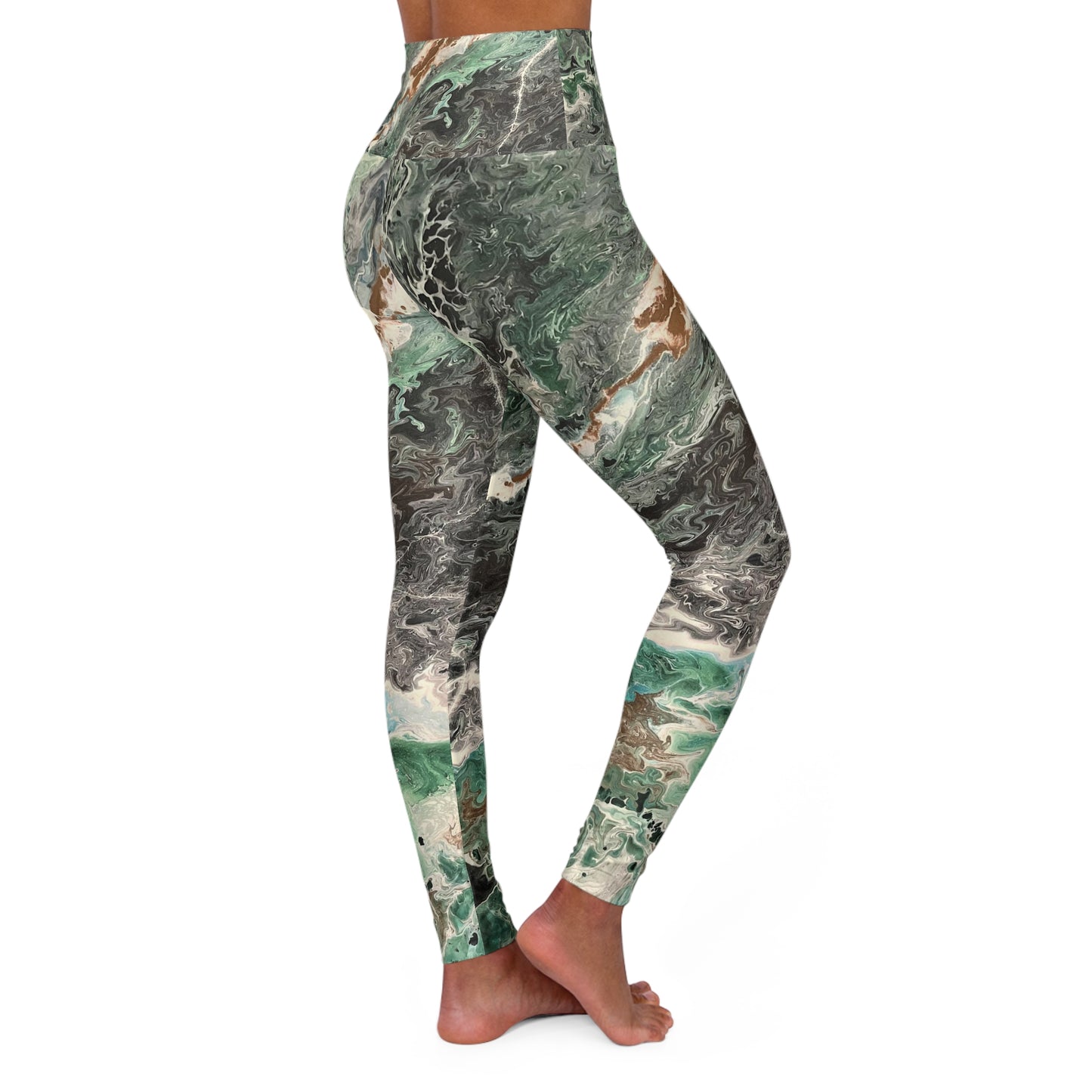 Emerald Swirl High Waisted Yoga Leggings