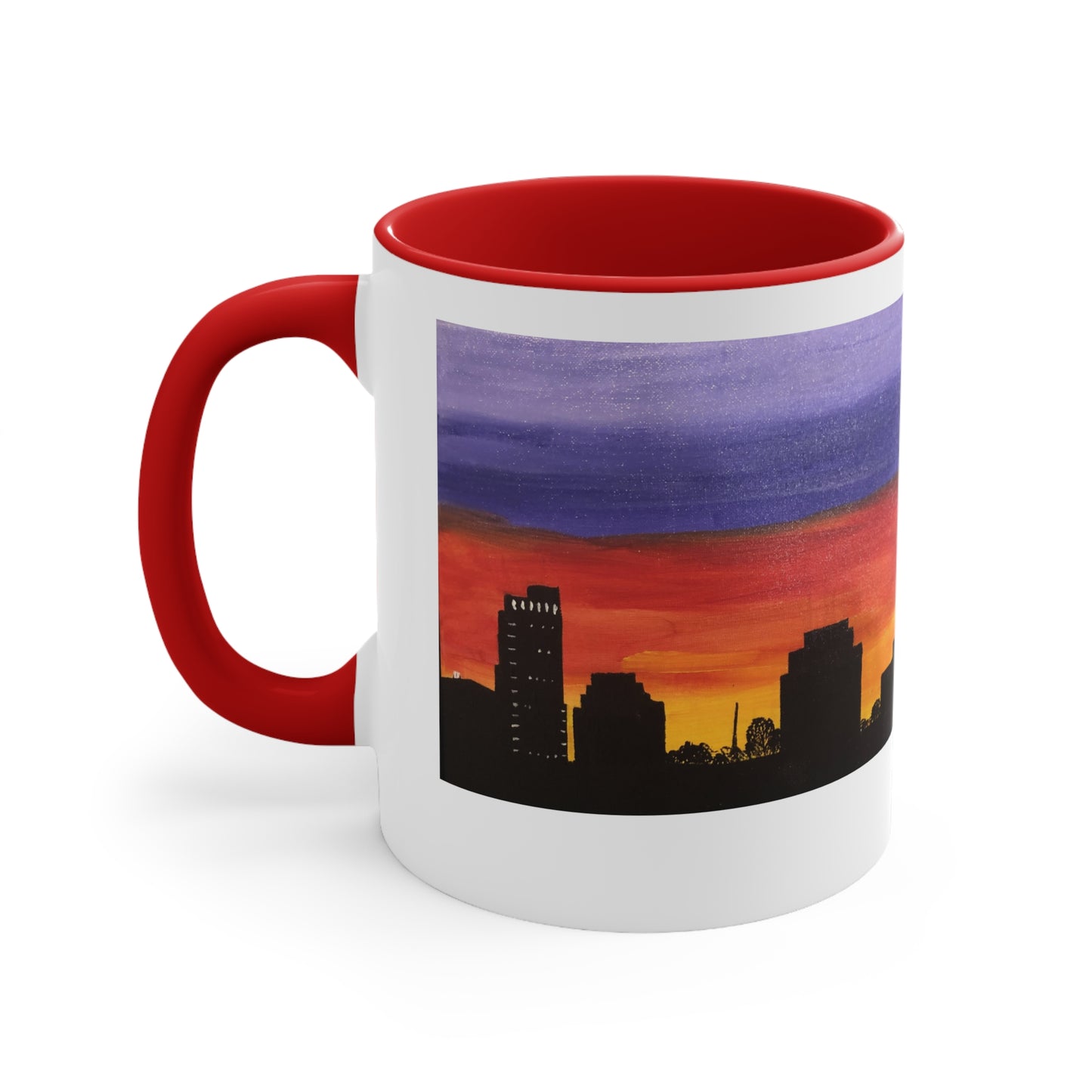 Sunset over Houston Skyline Coffee Mug (Double Sided) | Houston Texas