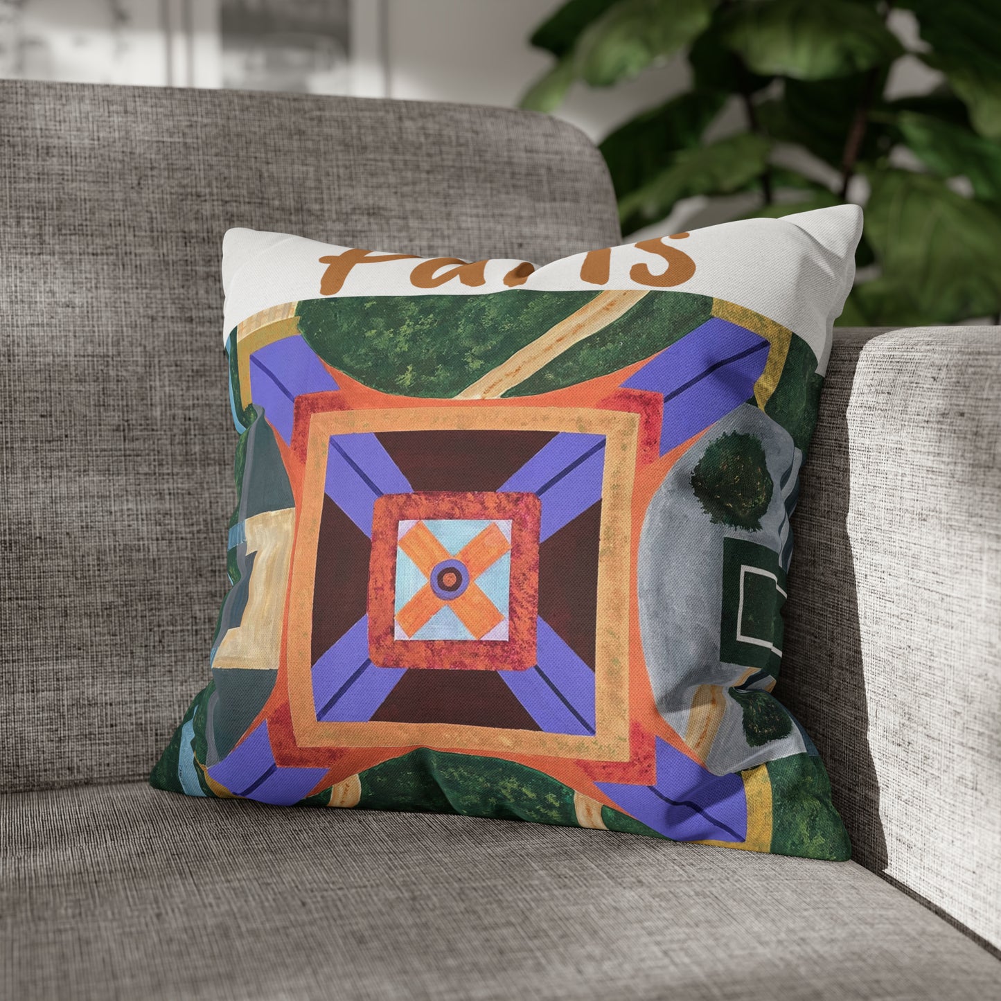 Paris Abstract Eiffel Tower Throw Pillow Cover (White)