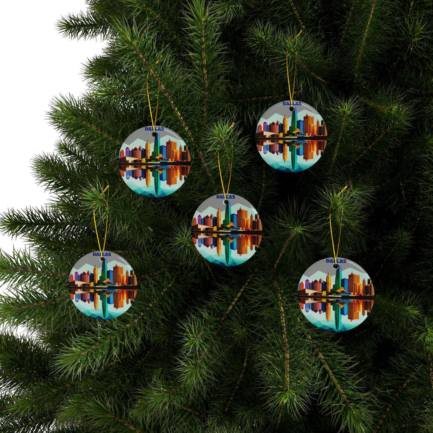 Dallas Texas Reflections Ceramic Ornaments (3pcs, 5pcs, 10pcs)