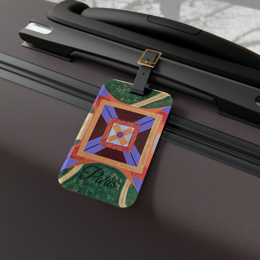 Paris Abstract Eiffel Tower Luggage Name Tag