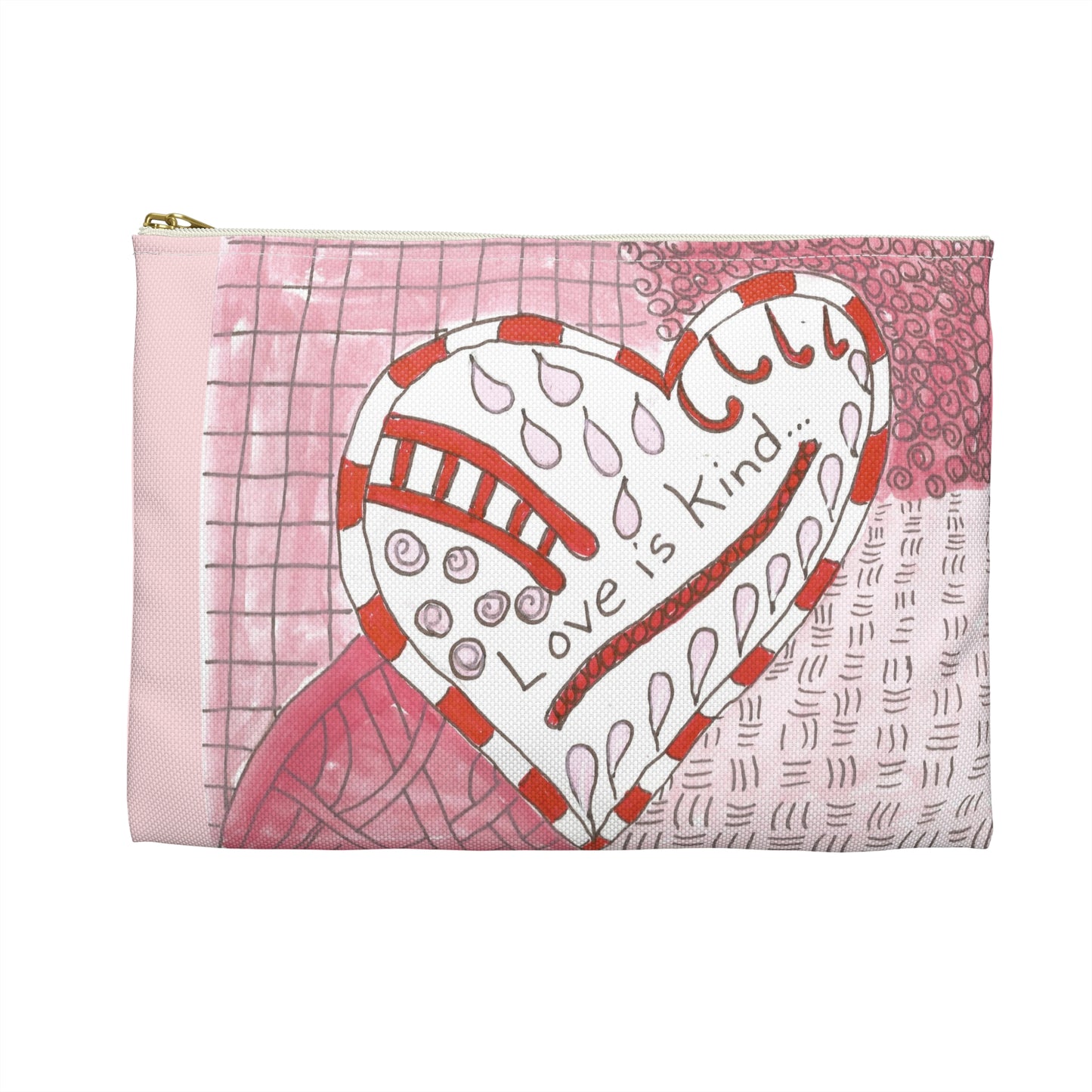 Love Is Kind Accessory Pouch | Cosmetic Bag  or Pencil Case - Pink