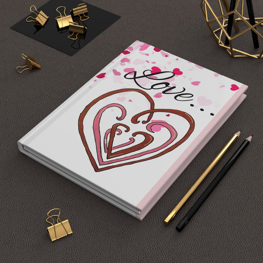 Hearts Intertwined with a Cascade of Floating Hearts Hardcover Journal Matte