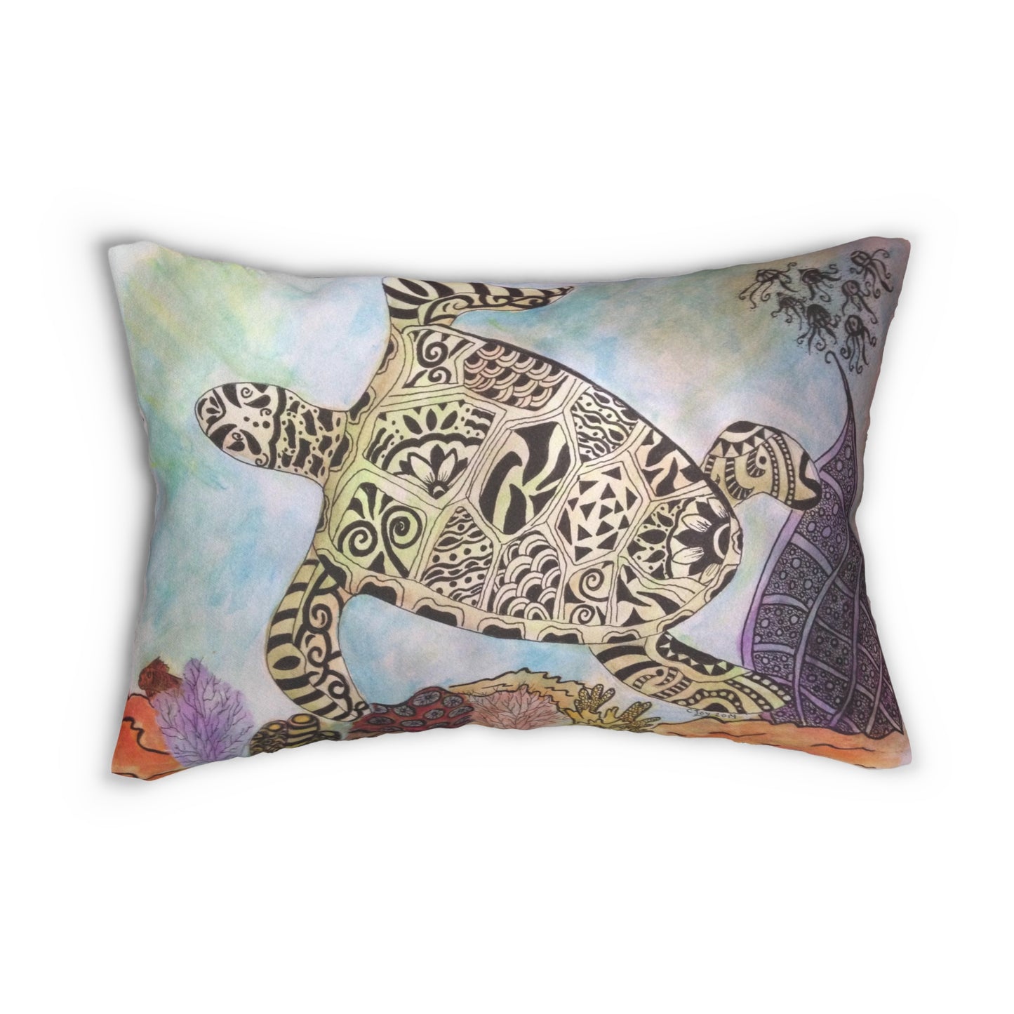 Zentangle Turtle Lumbar Pillow