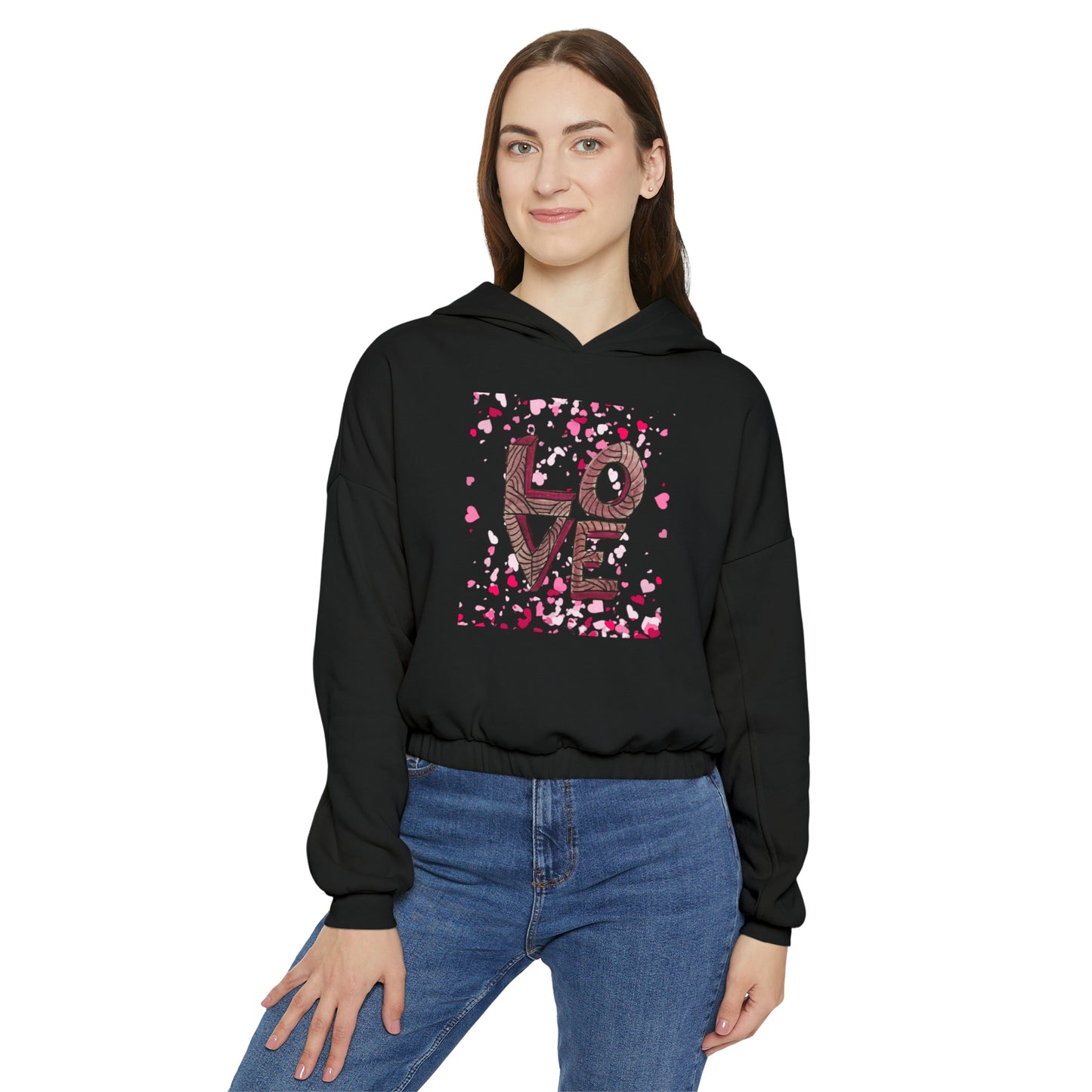 Stacked LOVE - Women's Cinched Bottom Hoodie