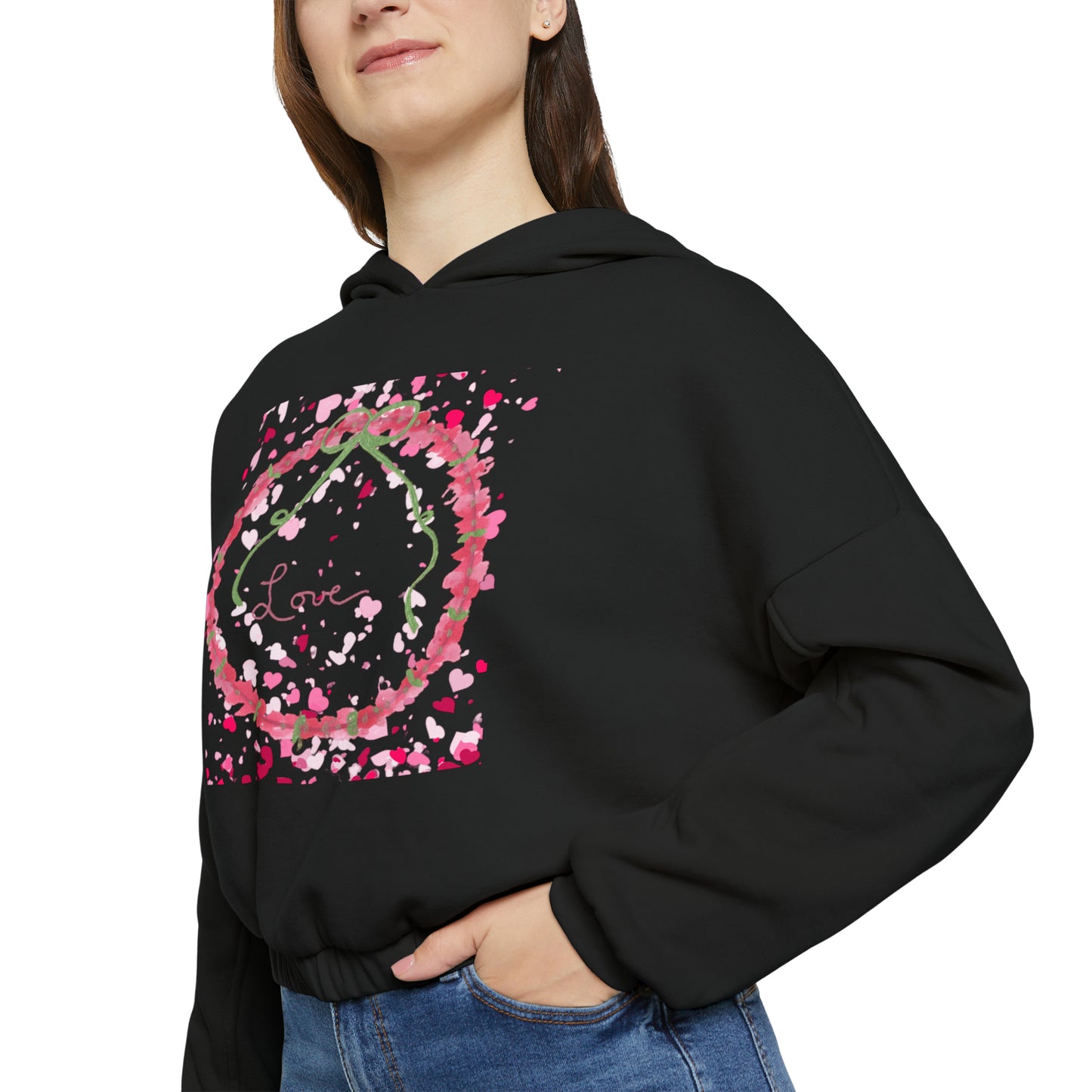 Love Wreath - Women's Cinched Bottom Hoodie