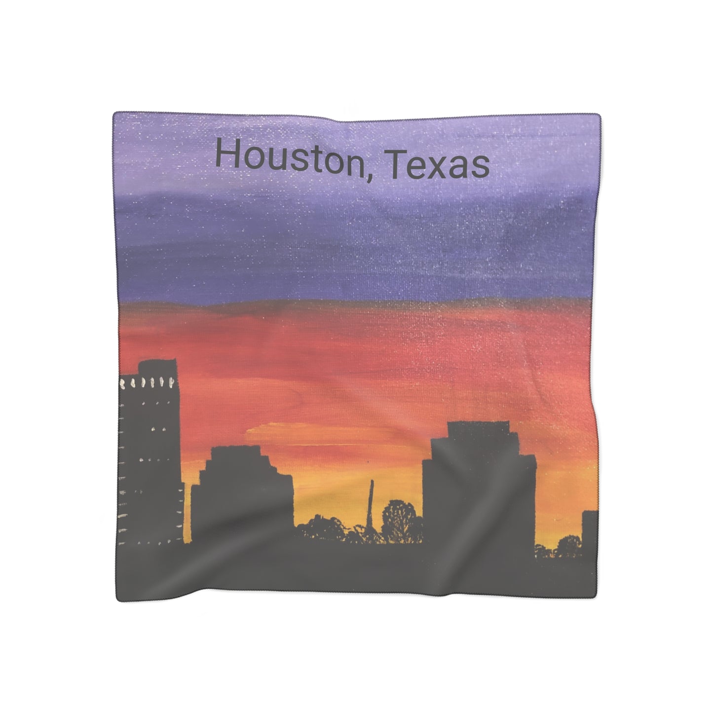 Sunset over Houston Skyline Poly Scarf | Houston Texas