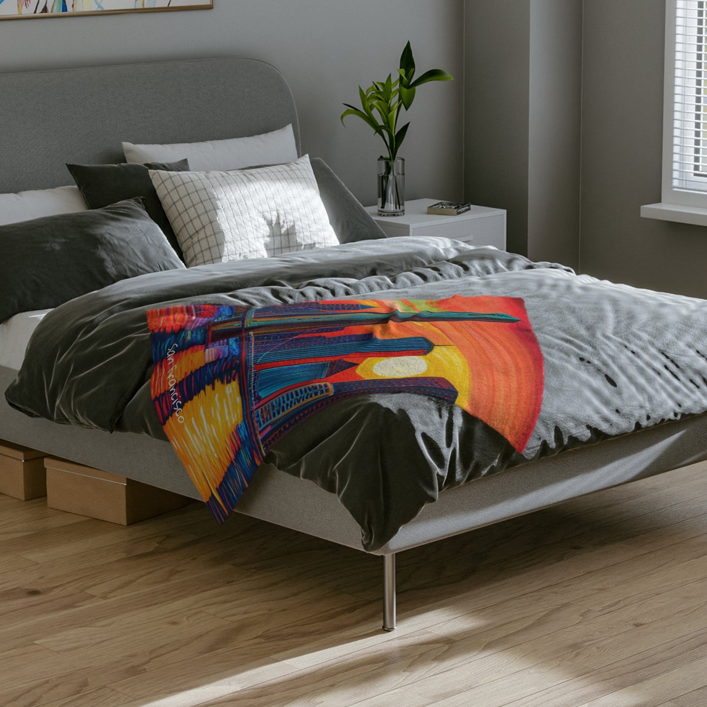 San Francisco Skyline Velveteen Minky Blanket