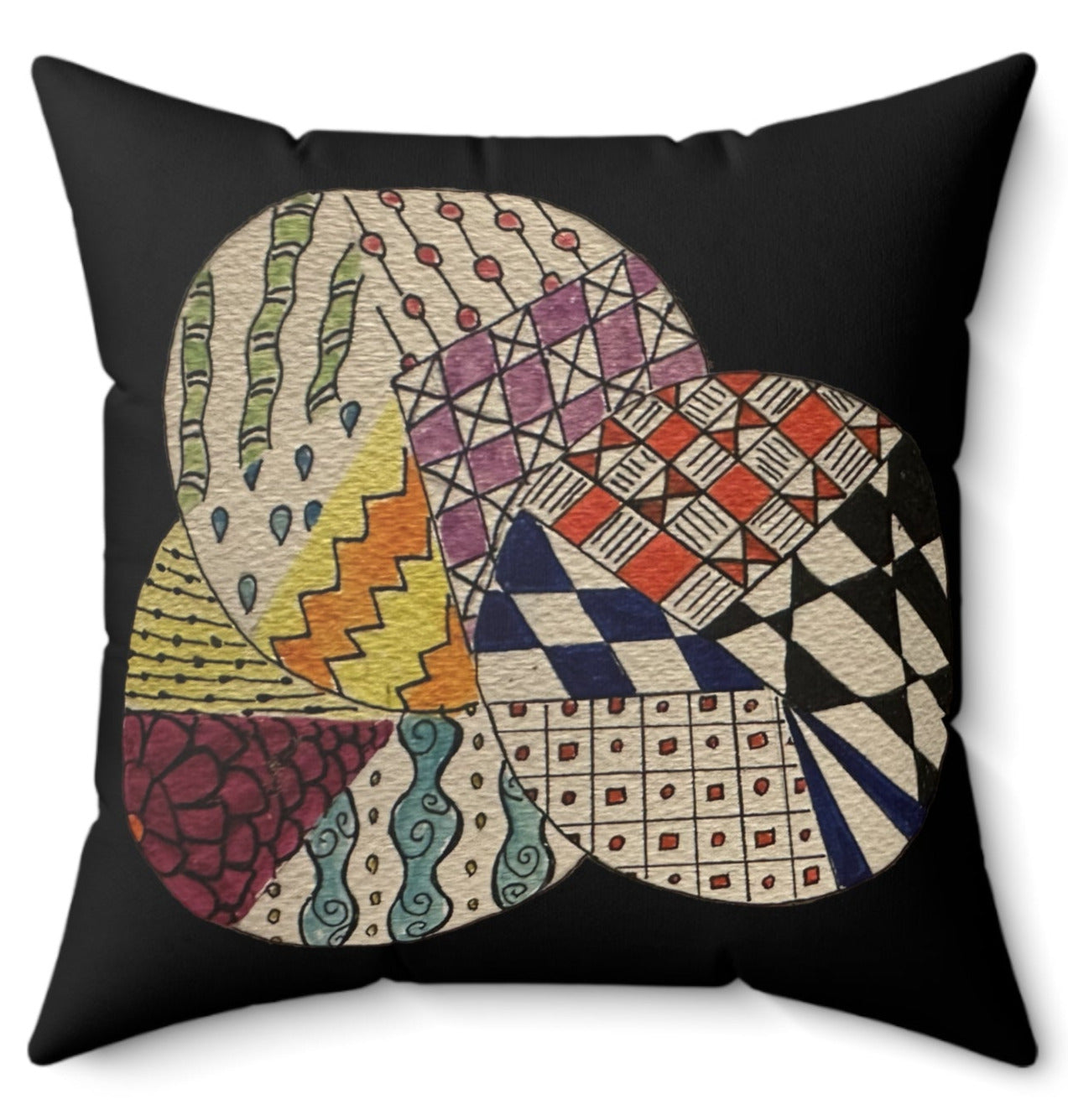 Zentangle Throw Pillow (Black)